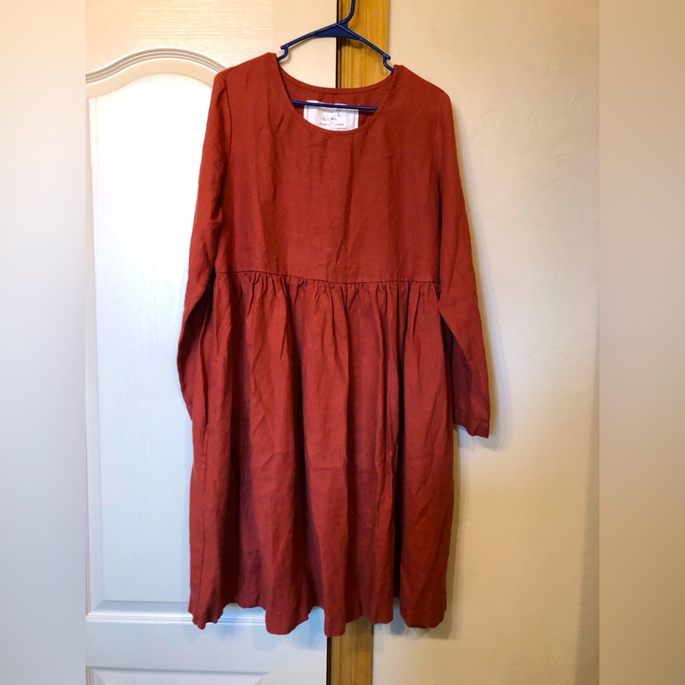 Not Perfect Linen Emilie dress size large in redwood